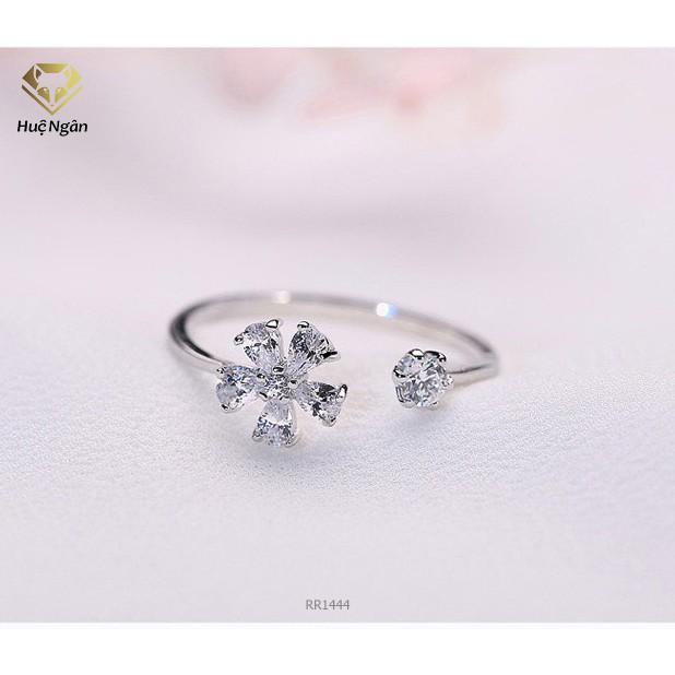 Nhẫn bạc Ý 925 Huệ Ngân - Hoa đá free size RR1444