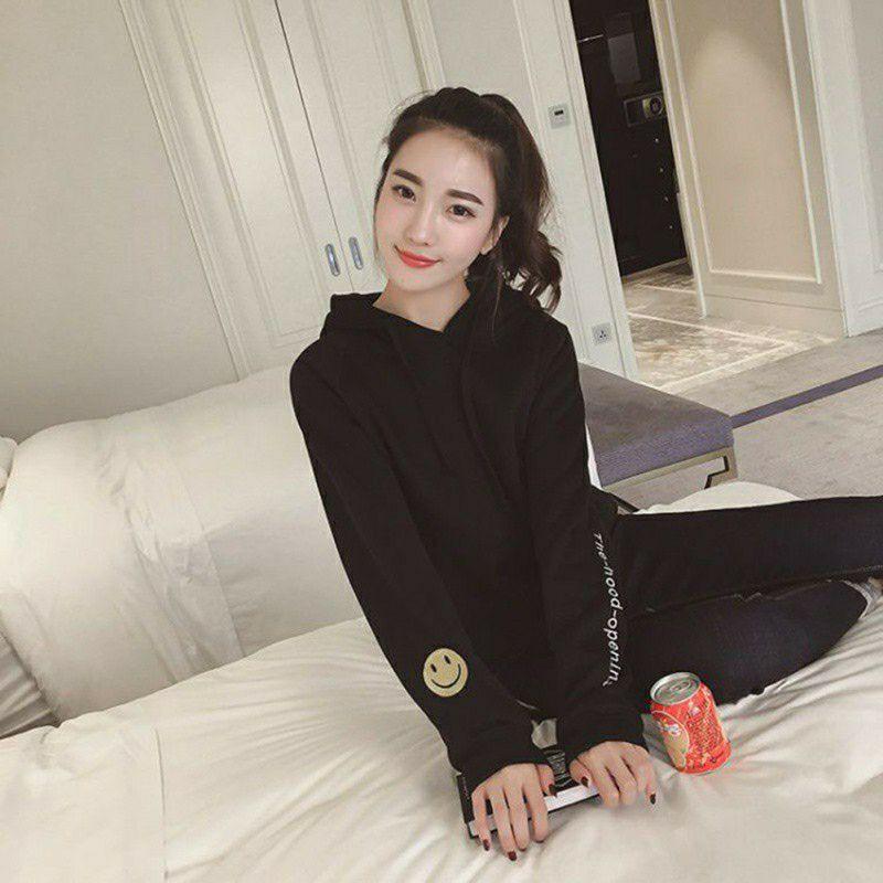 Áo đôi hoodie thu đông hình mặt cười