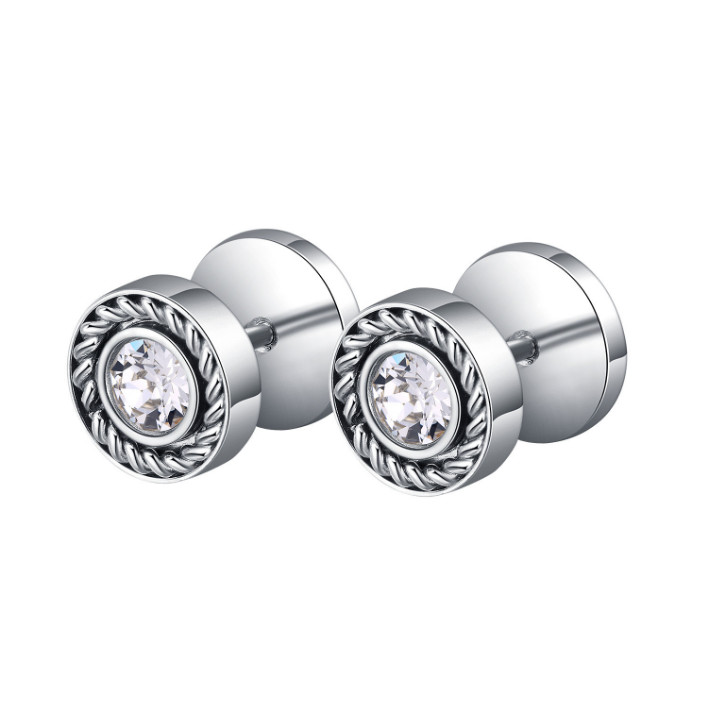 Bông Tai Nam Nữ Unisex Hình Tròn Đính Đá Titan Ko Đen TT 3911 – 1 Cặp