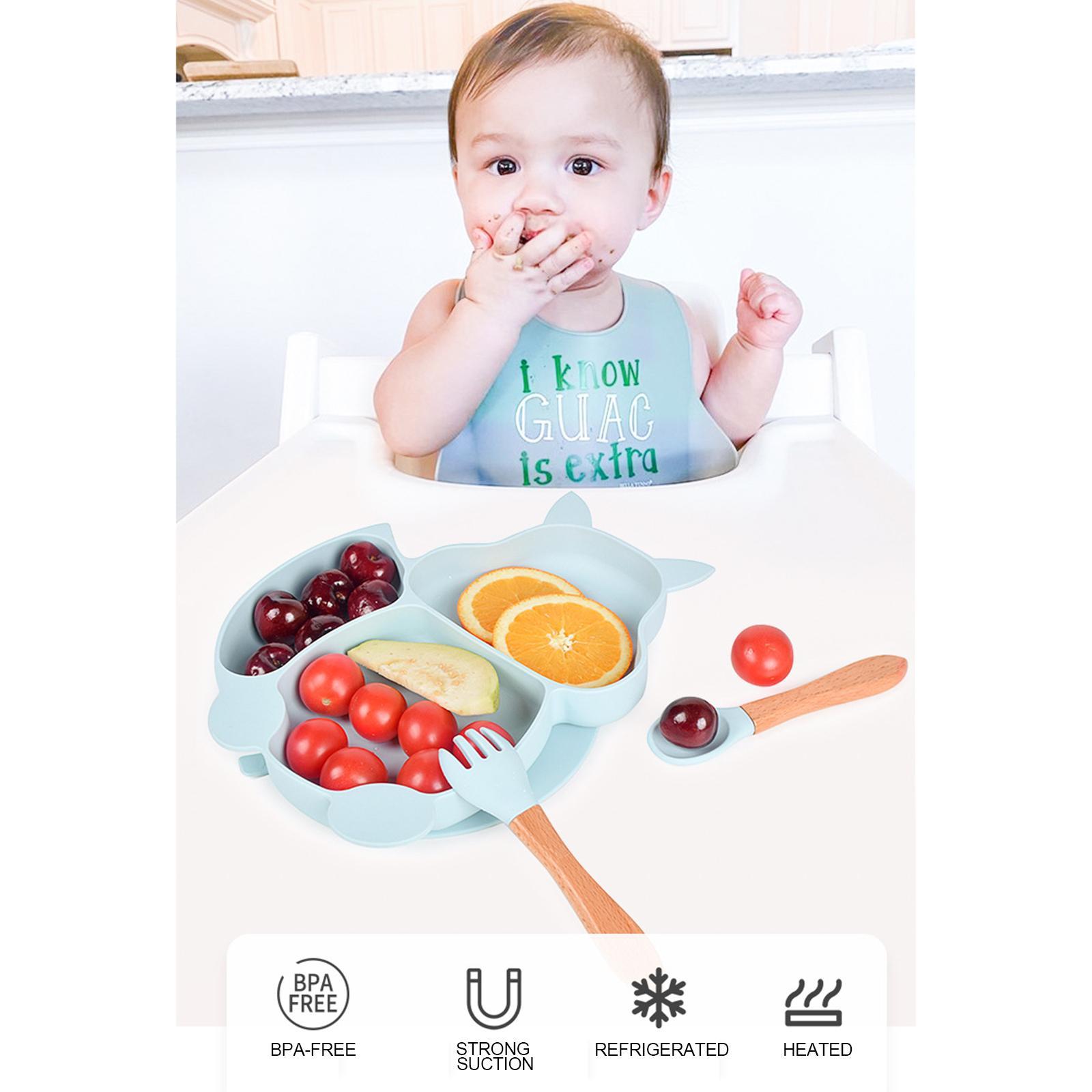 Silicone Suction Bowl Waterproof with Fork Spoon Set Eating Apron