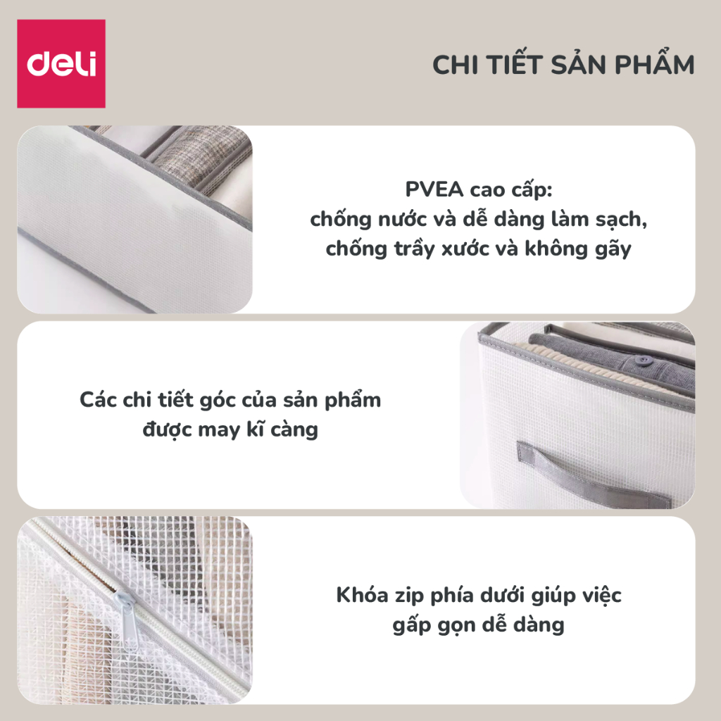 Hộp vải đựng quần áo chia ngăn chống nước, Túi vải chia 12 ngăn đựng áo quần khung cứng sắp xếp tủ gọn gàng