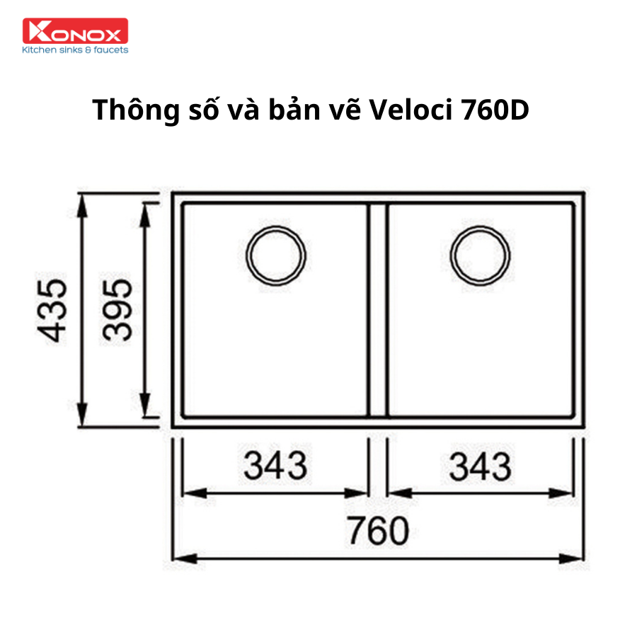 Chậu rửa bát đá KONOX Granite Sink Veloci 760D