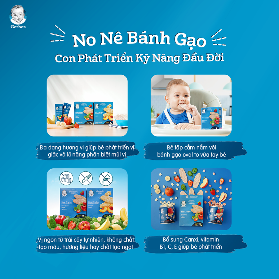 COMBO 2 BÁNH GẠO ĂN DẶM HỮU CƠ NESTLÉ GERBER CHÍNH HÃNG - COMBO 2 NO NÊ BÁNH GẠO - [TẶNG ĐỒ CHƠI CHO BÉ NGẪU NHIÊN]