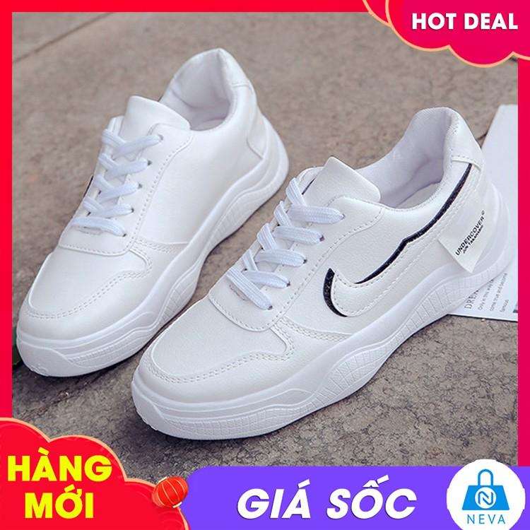 (HÀNG MỚI) Giày Sneaker Nữ Màu Trắng Viền Đen Giá Tốt NEVA2541