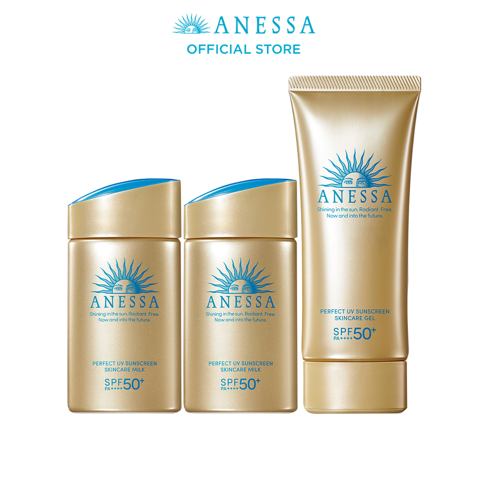 Bộ sản phẩm Kem chống nắng dưỡng da bảo vệ hoàn hảo (Anessa Gold Milk 60ml x2 + Gold Gel 90g)