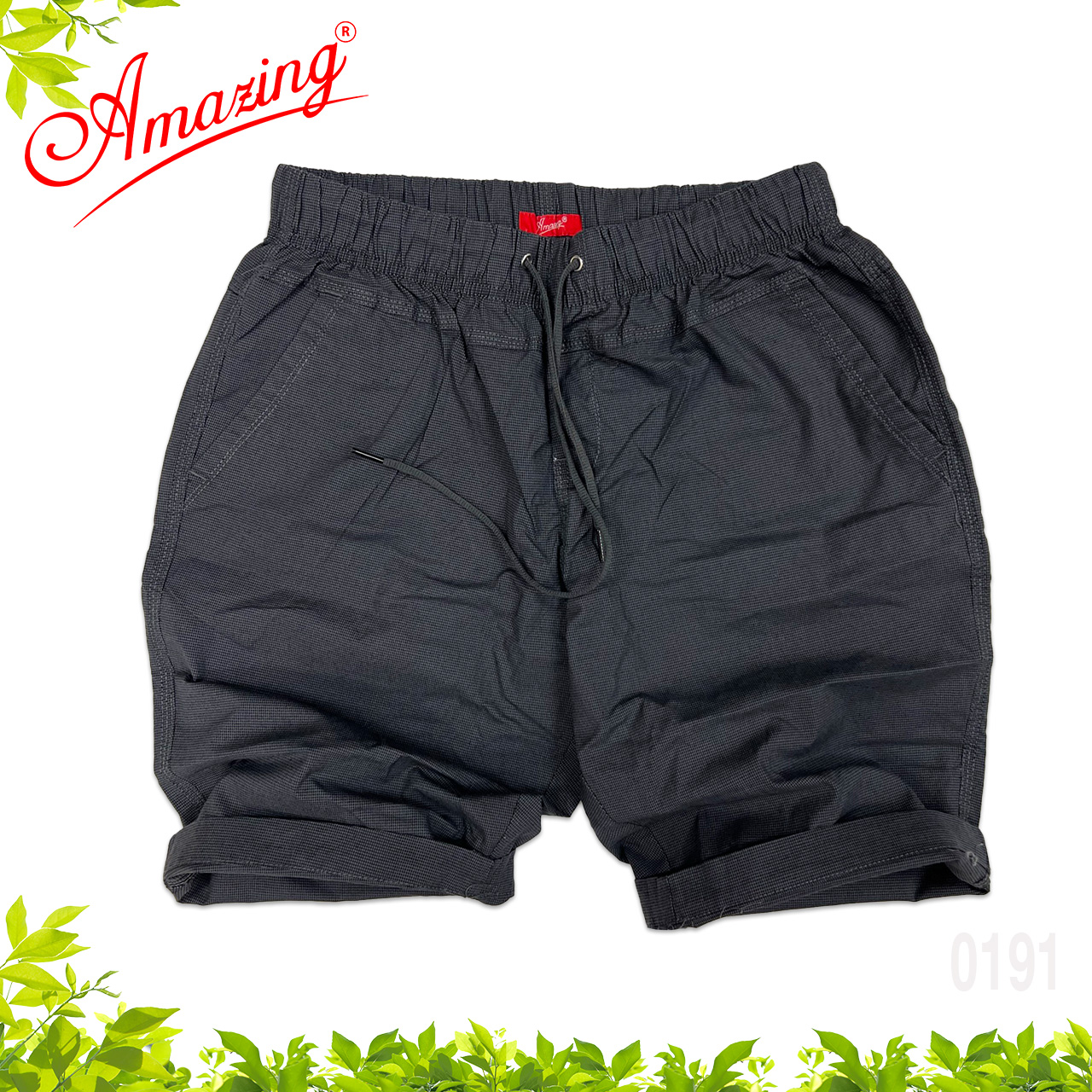 Quần short bố ô nhí Amazing, sọt lưng thun nam dáng thể thao unisex, quần đùi có dây rút