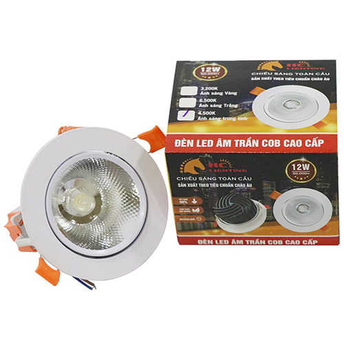 Đèn Led Âm Trần COB 12W Tròn Ánh Sáng Trung Tính HC LIGHTING