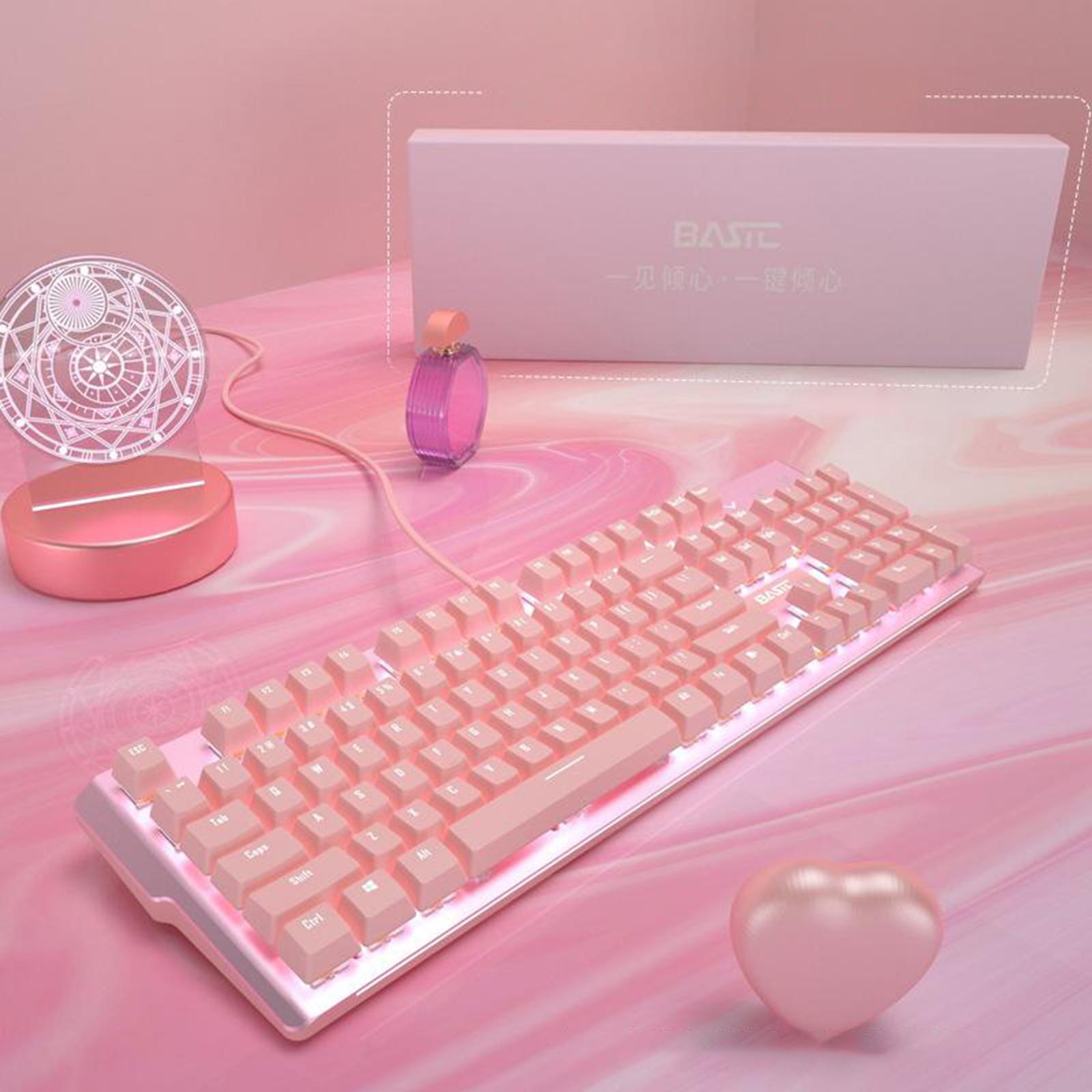 Mechanical Gaming Keyboard RGB LED White Backlit Wired Keyboard with Red Switches for Windows Gaming PC