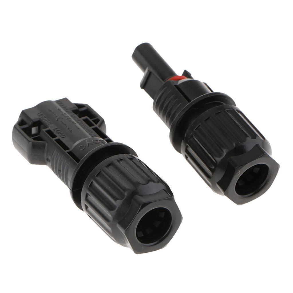 Solar Panel Cable Connectors Male/Female Adapters Black