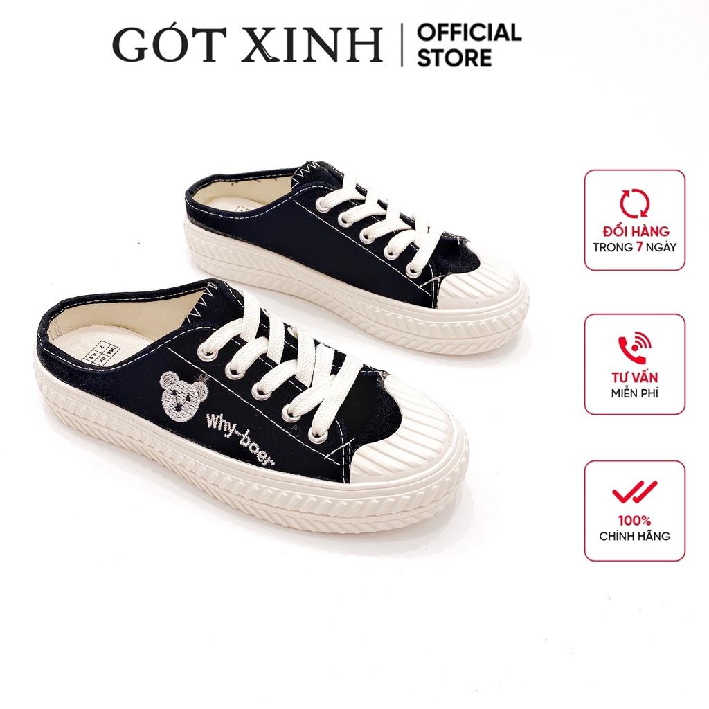 Giày sục thể thao nữ GÓT XINH BT1 màu trắng chất vải cao 3cm