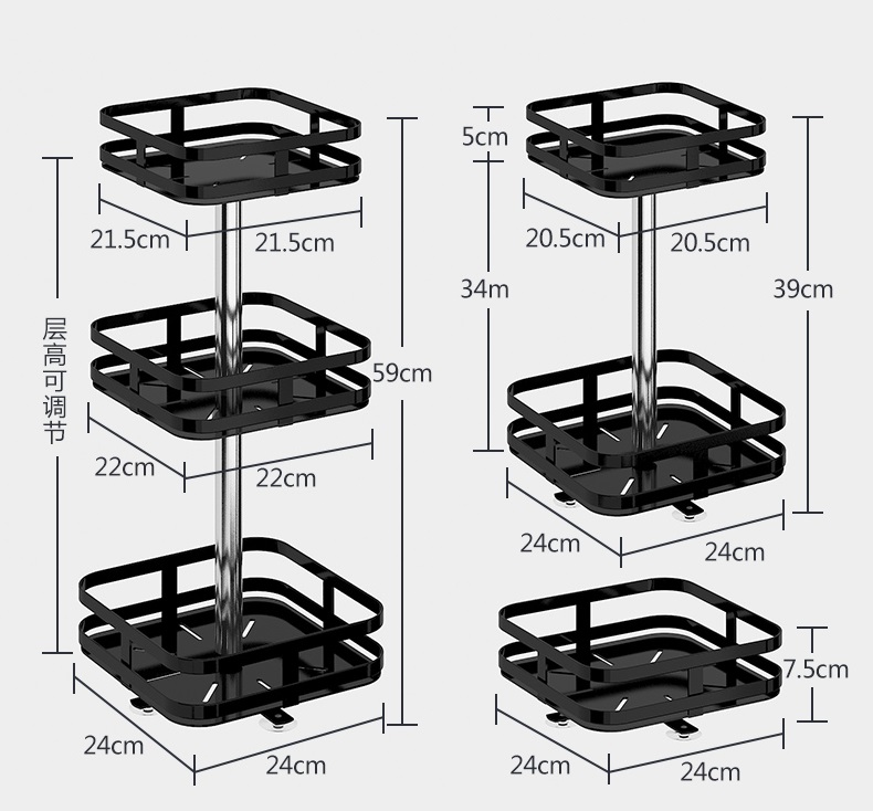 Kệ đựng gia vị nhà bếp 2 tầng vuông xoay 360 độ thông minh