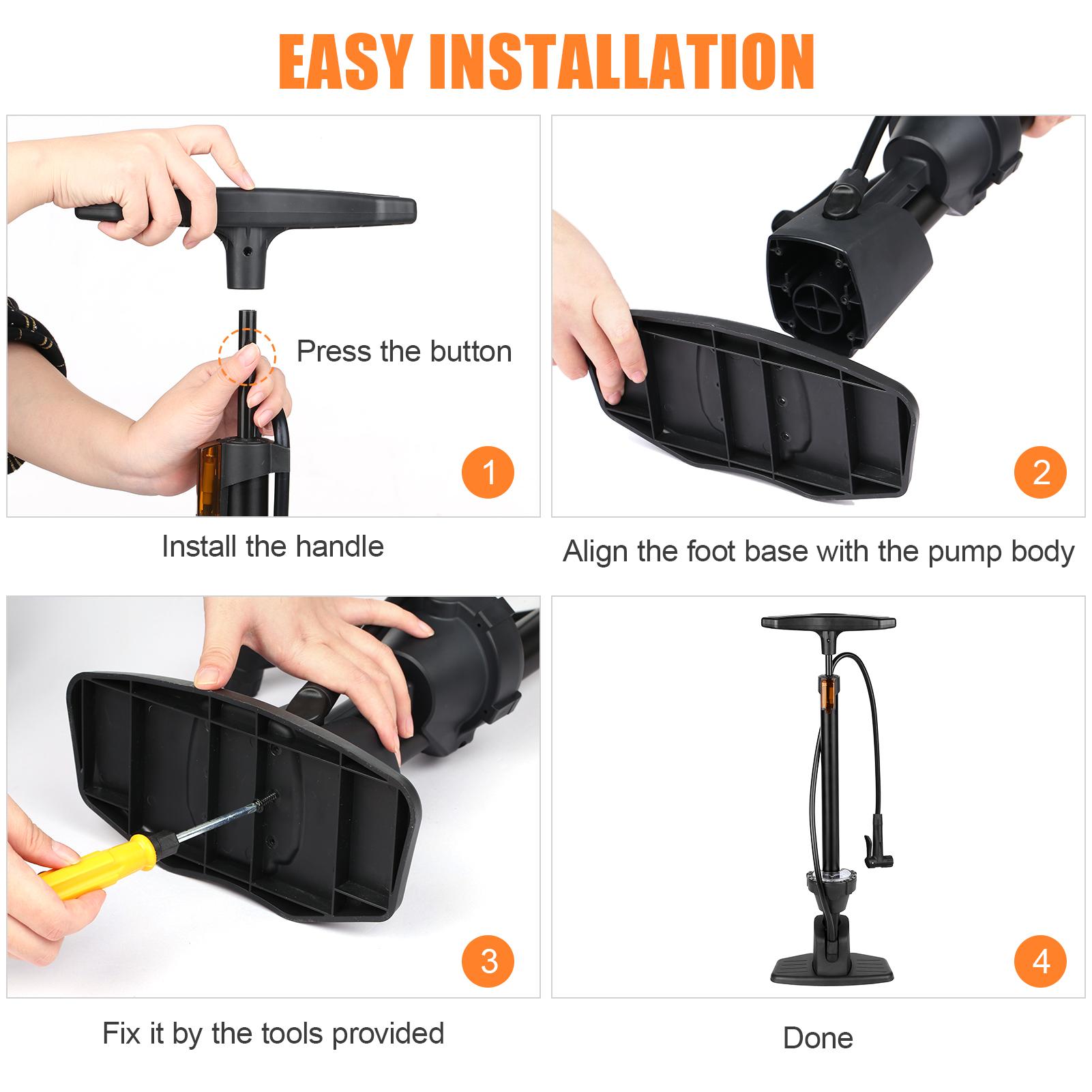 Máy Bơm Sàn Xe Đạp Có Thể Tháo Rời Dành Cho Xe Đạp 230Psi Với Máy Đo Presta & Schrader Van Lốp Ống Bơm Bóng Kim