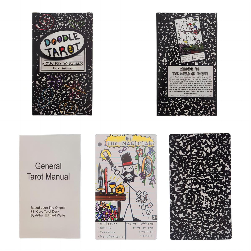[Size Gốc] Bộ bài Doodle Tarot 78 lá 7x12 cm đá thanh tẩy