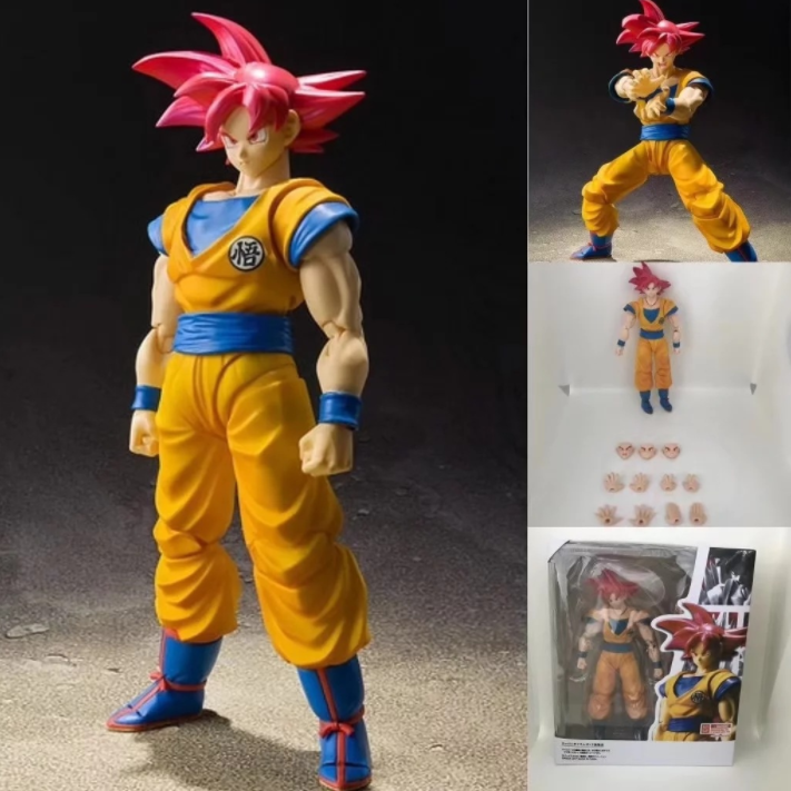 Mô hình khớp nhân vật Songoku tóc đỏ 2 mặt Dragon Ball Saiyan 16cm