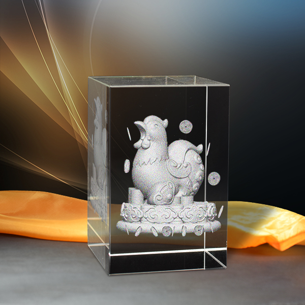 Tượng 3D Con Gà - Trang Trí Xe Ô tô/ Bàn Làm Việc - Bằng Pha Lê
