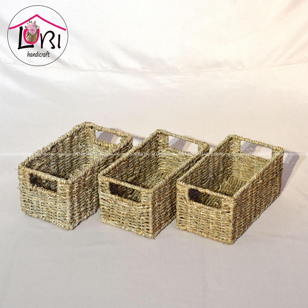 Lubihandicraft - Sọt cói đựng đồ hình chữ nhật - đơn giản, xinh xắn