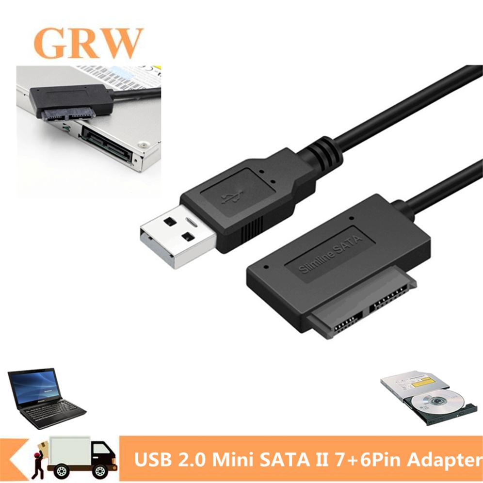 Grwibeou USB 2.0 đến mini SATA II 7 6 13Pin Bộ chuyển đổi bộ chuyển đổi cho máy tính xách tay CD/DVD ROM SLIMLINE Drive Converter HDD Caddy