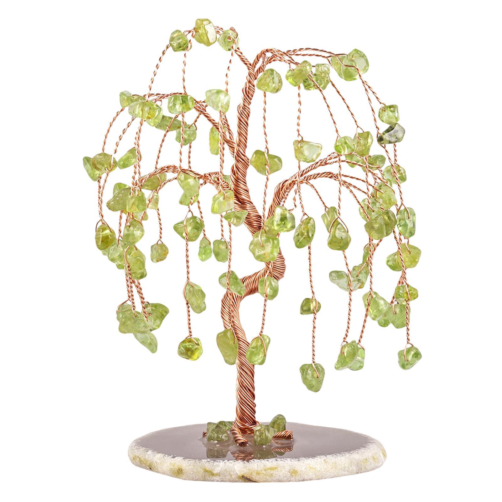 2PCS Natural Multi Stone Money Tree Handmade Ornament for Table Decoration