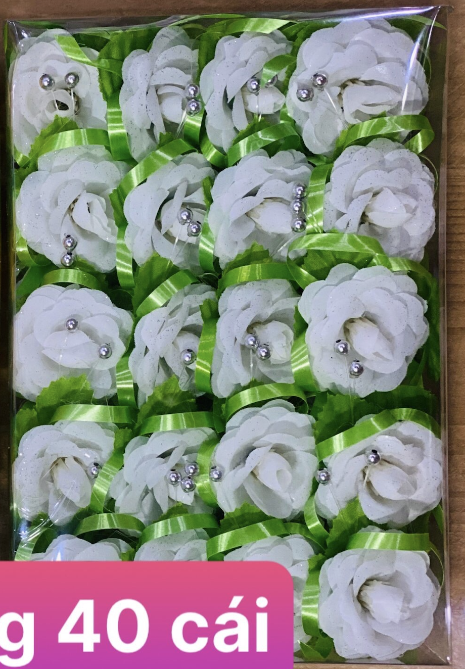 BỘ 40 HOA HỒNG CÀI ÁO ĐÁM CƯỚI - hàng tốt - kèm kim cài áo