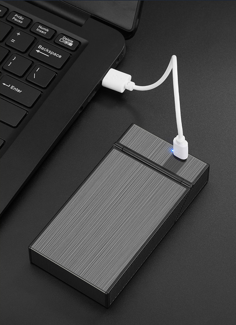 Bật Lửa Điện Kiêm Hộp Đựng Thuốc 20 Điếu Dài Slim HB208 – Sạc Điện