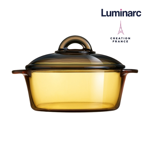 Bộ 2 Nồi Thủy Tinh Luminarc Vitro Amberline Granite 1,5L/2L (Bảo Hành 10 Năm) -LUGR152