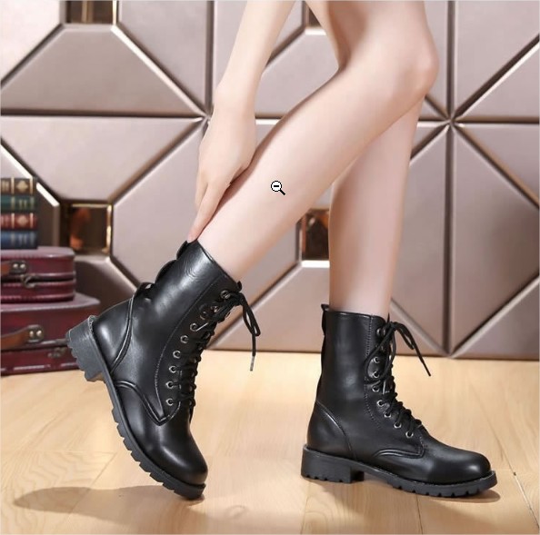 Giày boot nữ cao cổ phong cách ulzzang đế cao 2cm B140D