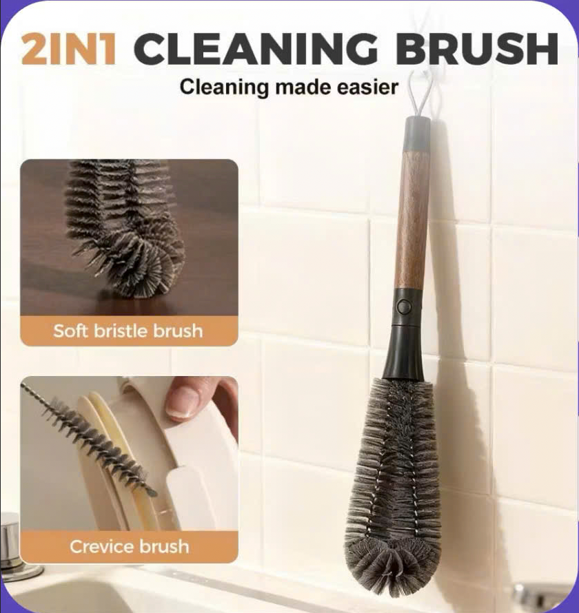 Bàn chải cọ đa năng rửa Máy Xay Sinh Tố, Bình Nước, Cốc Chén Cán dài Đầu Sợi Mềm Thiết Kế 90° Xoay 360 Tiện Lợi - Hàng chính hãng