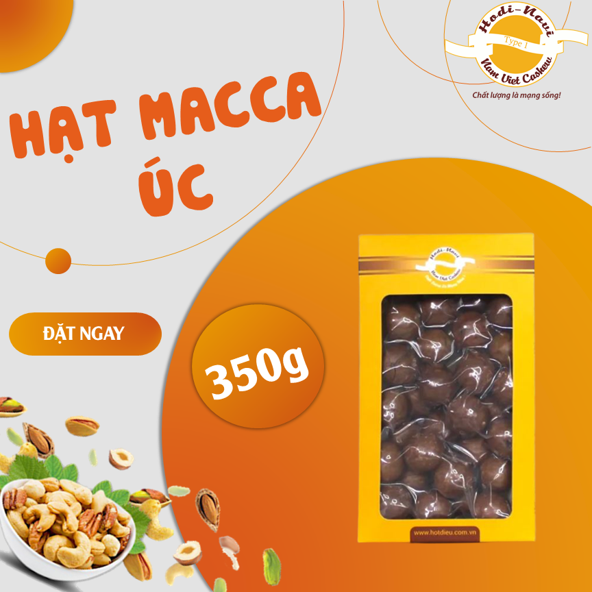 Hạt Macca nứt vỏ Hodi-Navi Hộp giấy 350g xuất xứ Úc, tỉ lệ hạt nhiều, dễ tách vỏ, lượng dinh dưỡng cao có thể làm sữa hạt