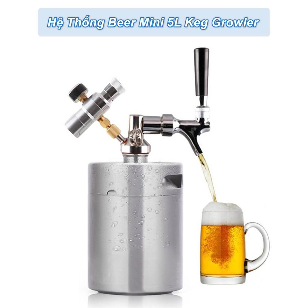 Bình rót bia bằng thép không gỉ ven vòi full bộ mẫu mới cho bar.