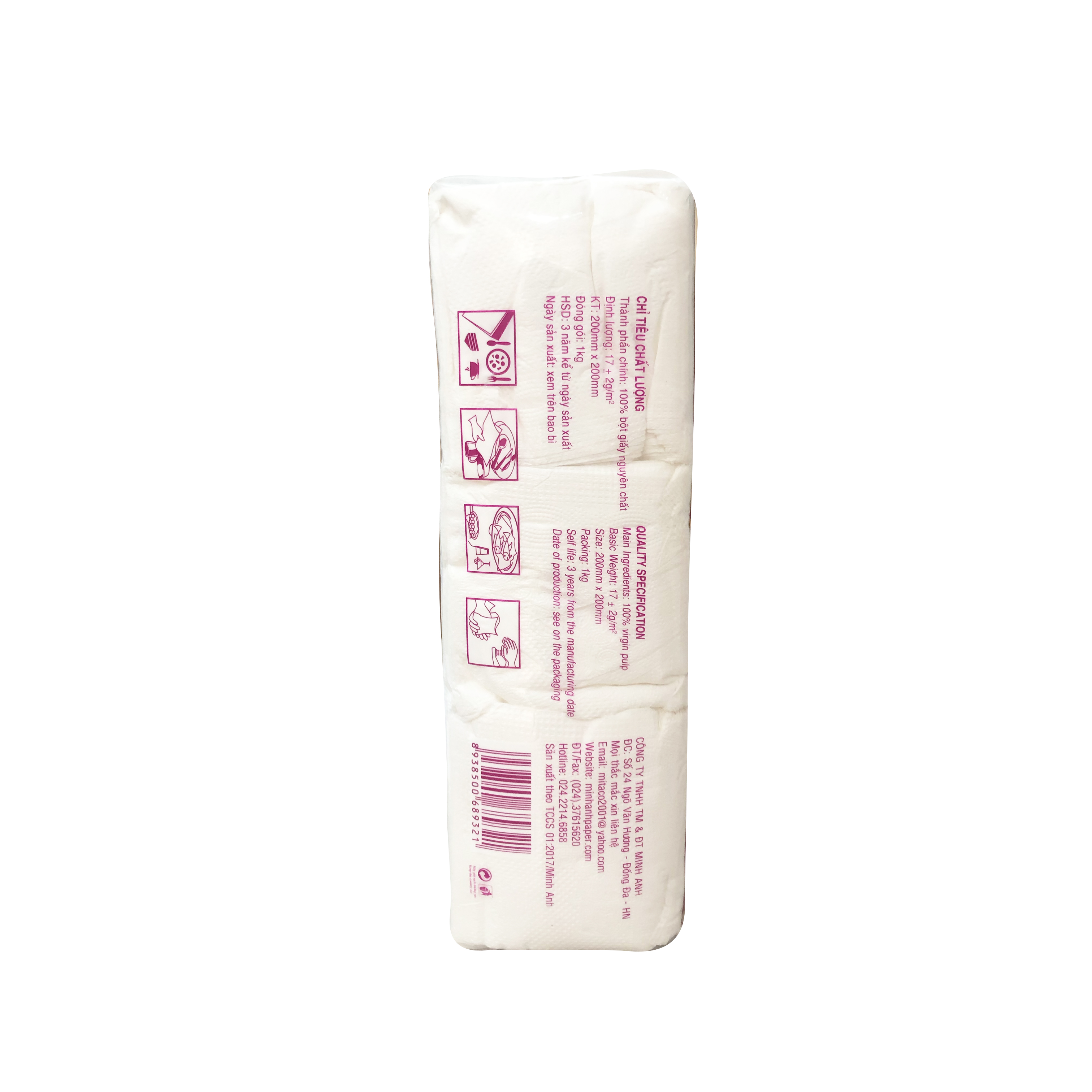 GIẤY ĂN GIẤY KHÔNG RÚT PRIME (1KG) KHỔ (20X10)cm - COMBO 4 TÚI MÀNG HOA CÚC
