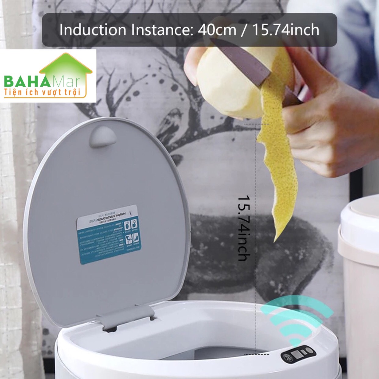 THÙNG RÁC THÔNG MINH TỰ ĐỘNG MỞ NẮP BẰNG CẢM ỨNG BAHAMAR cảm ứng hồng ngoại thông minh hiện đại và tiện ích