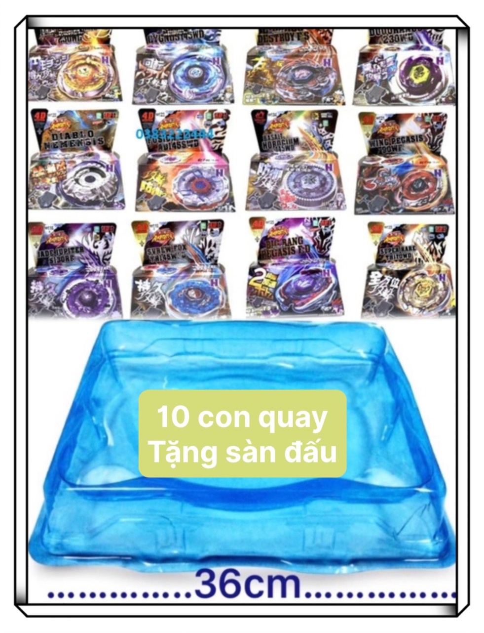 Combo 10 con quay nhỏ tặng 1 sàn đấu quay 36cm