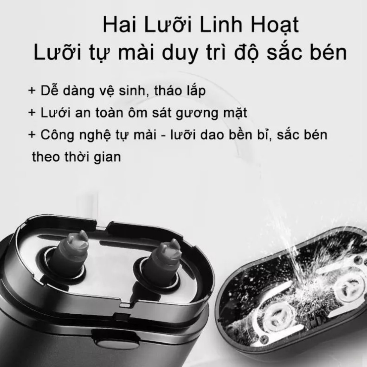 Máy cạo dâu 2 lưỡi kép cạo sạch chân râu giúp phái nam tự tin thanh lịch