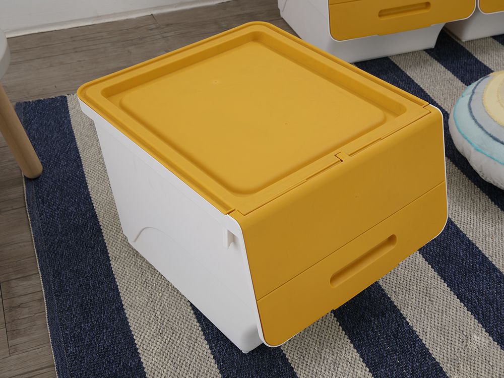 Thùng lưu trữ đa năng 34 lít OTELLO chất liệu nhựa PP trắng, nắp vàng, kích thước 45x38x31cm | Index Living Mall | Nhập khẩu Thái Lan