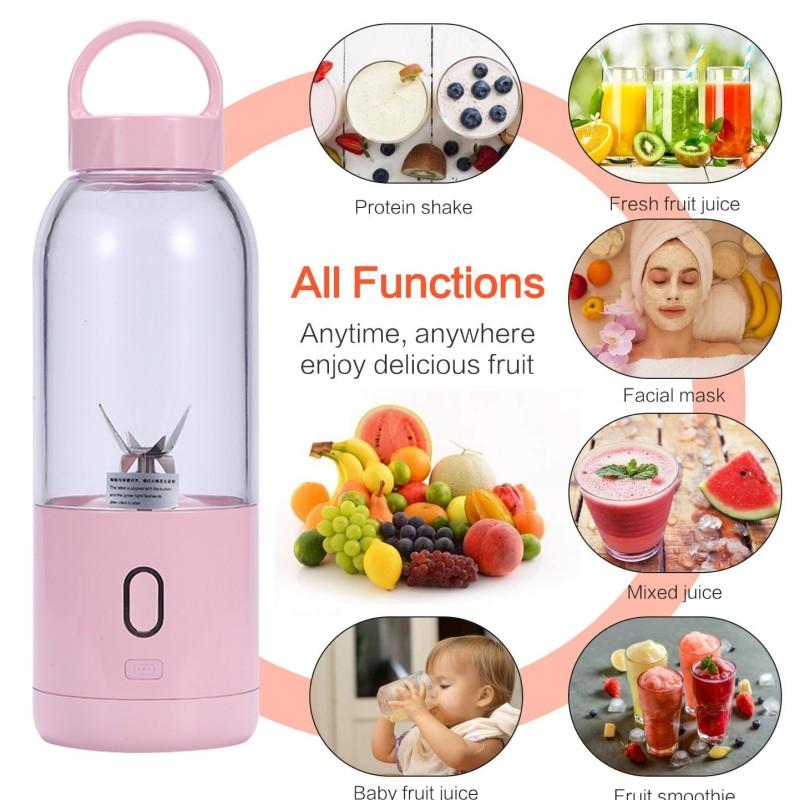 Cá Nhân Máy Xay Sinh Tố, Sinh Tố Mini Jucier Cốc Sạc USB Và Máy Xay Sinh Tố Lắc, 500 Ml, Nước Hoa Quả, Nước máy Trộn-Với 6 Lưỡi Dao