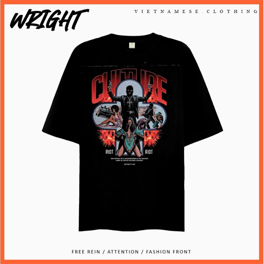 Áo Phông Tay Lỡ Phim Hành Động Mỹ Culture Xu Hướng US UK Form Rộng Unisex 100% Cotton