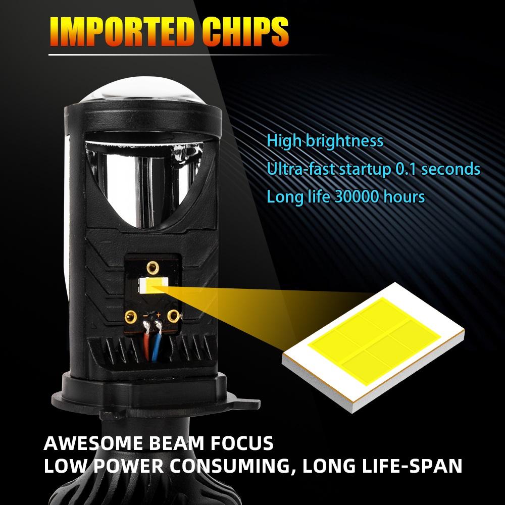 Bóng đèn led Bi cầu led Mini chân H4, H7, H11  Y10 Bản Nâng Cấp Hiệu Suất Cắt Sáng Chống Chói