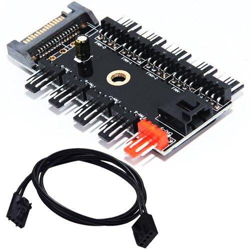 Bộ chia nguồn quạt tản nhiệt 15Pin SATA IDE sang 10 cổng 4pin 4P 3Pin HUB