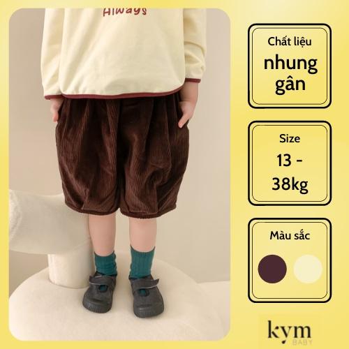 Quần short nhung viền lai sành điệu cho bé Q515