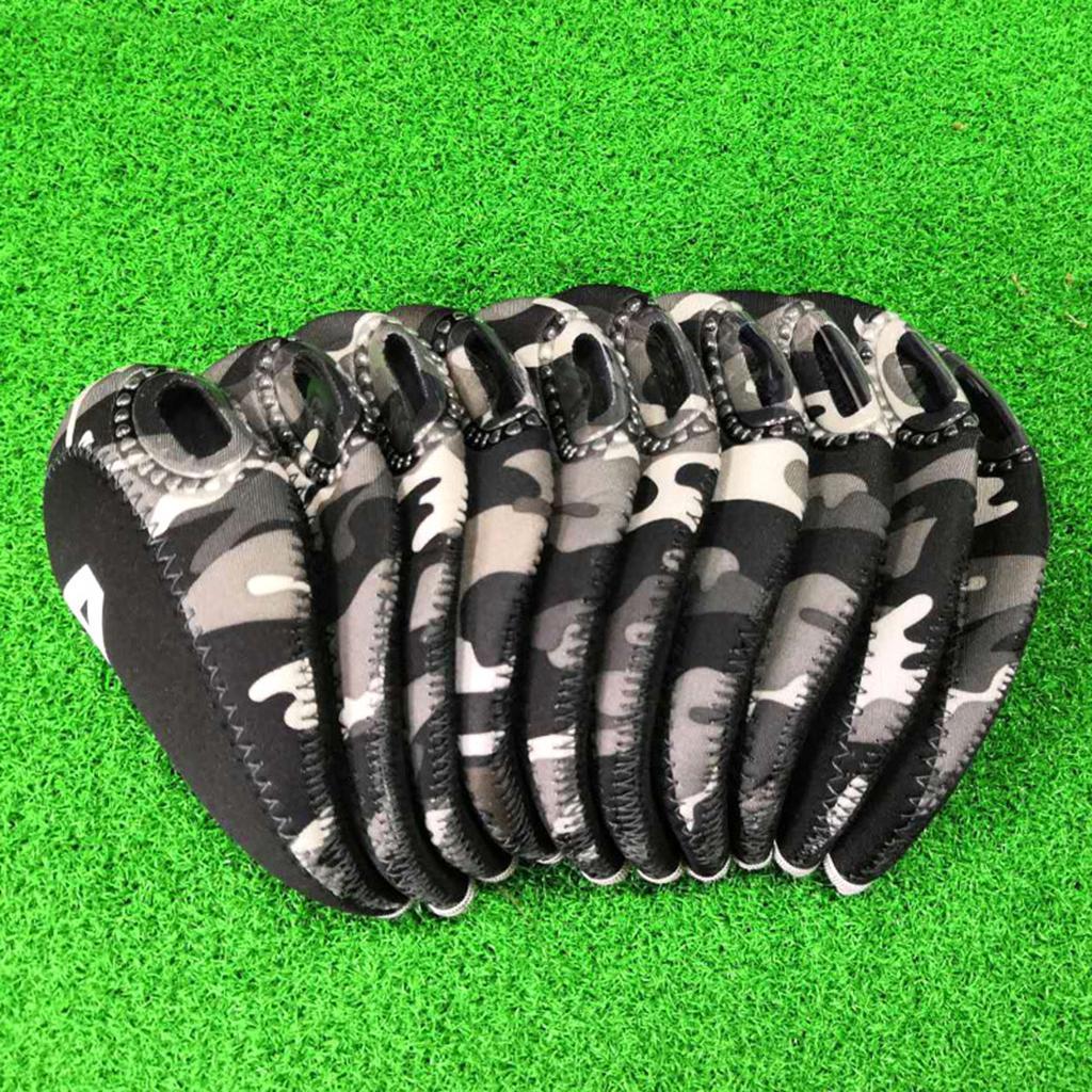 10pcs / Pack Nylon Golf Iron Cover Set, Golf Club Head Cover, Soft Cover