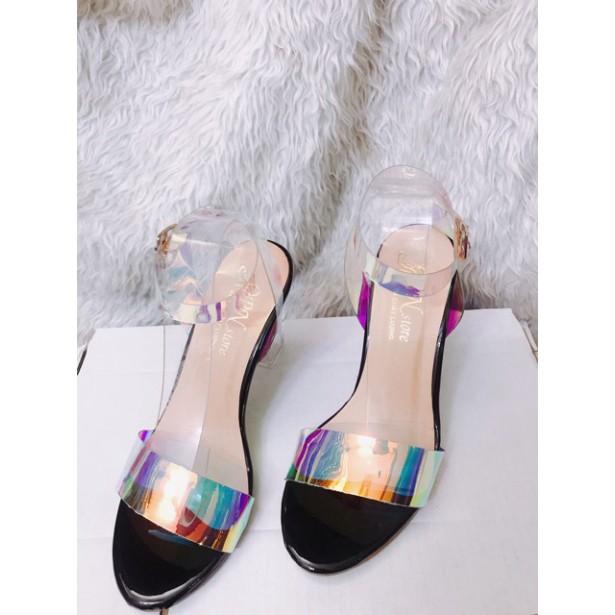 Giày Cao Gót 9p Quai Trong Cầu Vòng