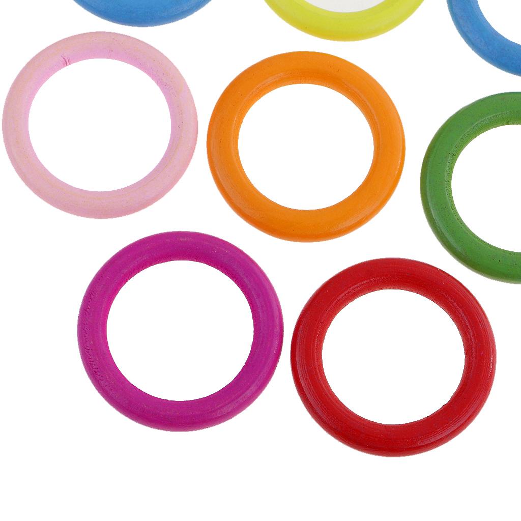 50pcs Colorful Wood Loop Rings for Pendant Connectors Jewelry Making Craft