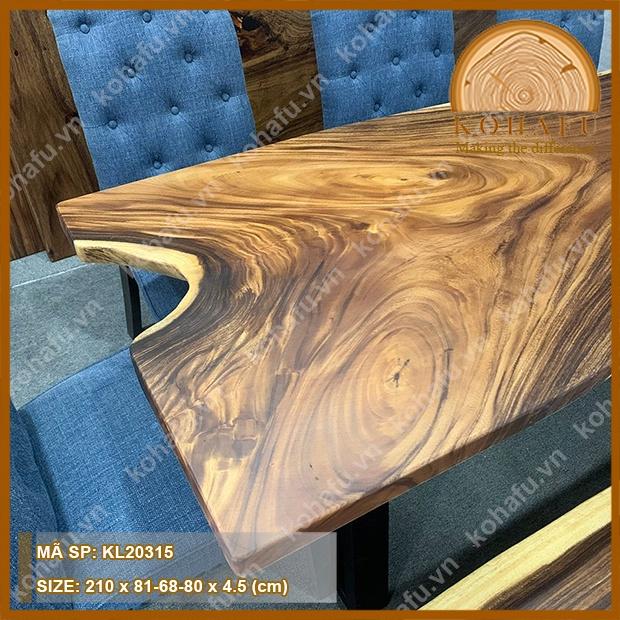 Mặt bàn gỗ me tây nguyên tấm, kiểu dáng tự nhiên KL20315