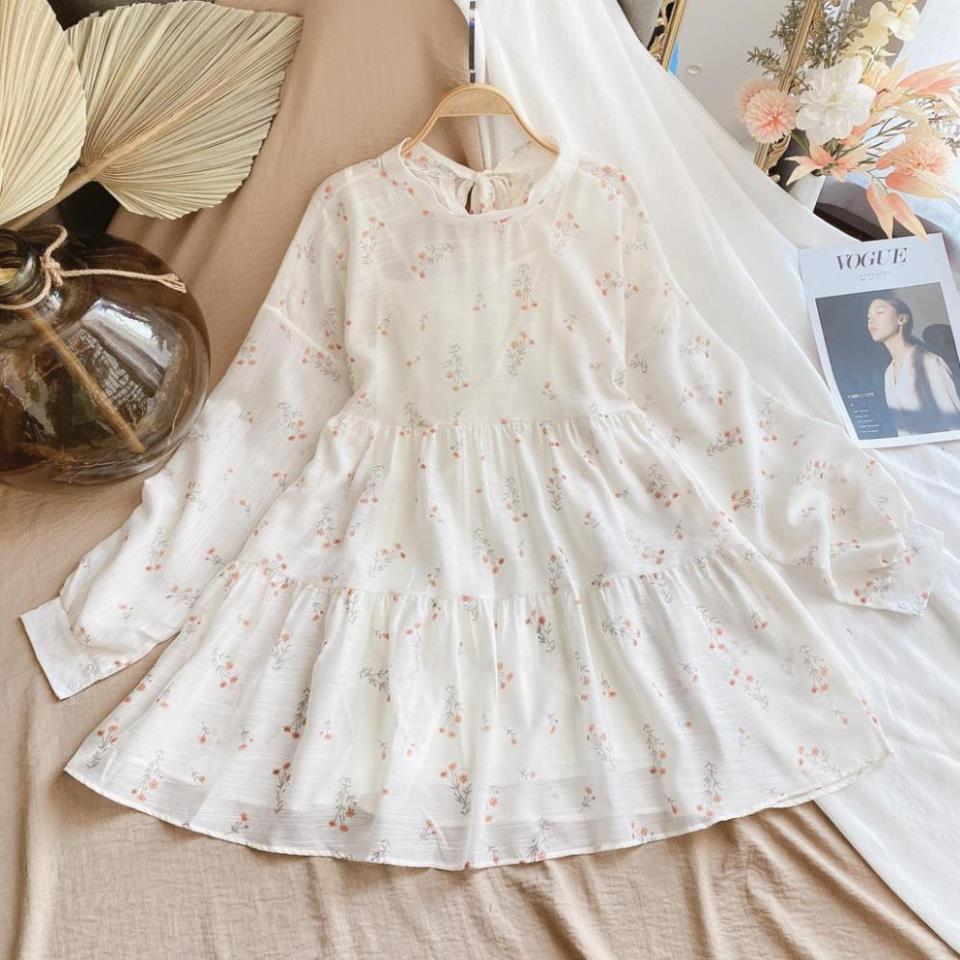 ĐẦM BABYDOLL HOA NHÍ TAY PHỒNG