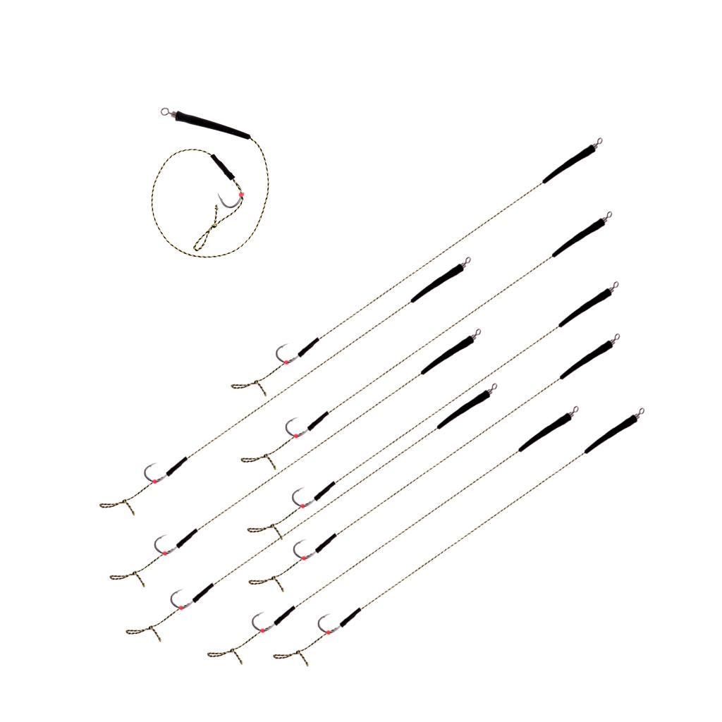 20x Carp Fishing Hair Rigs Assorted Hand Tied Carp Fishing Barbless Hooks