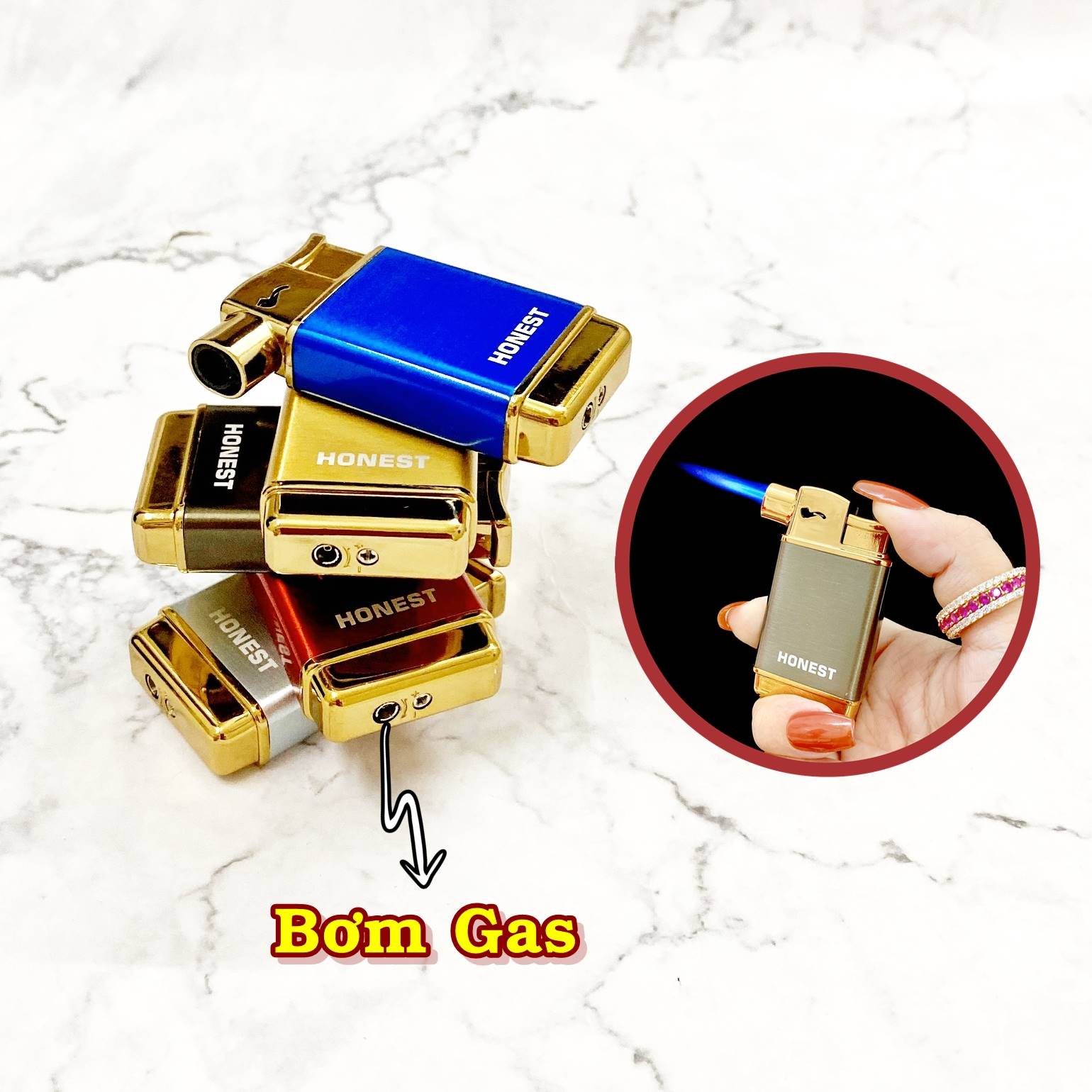 Hột quẹt bật lửa khè HONEST 699 hút tẩu - xài gas