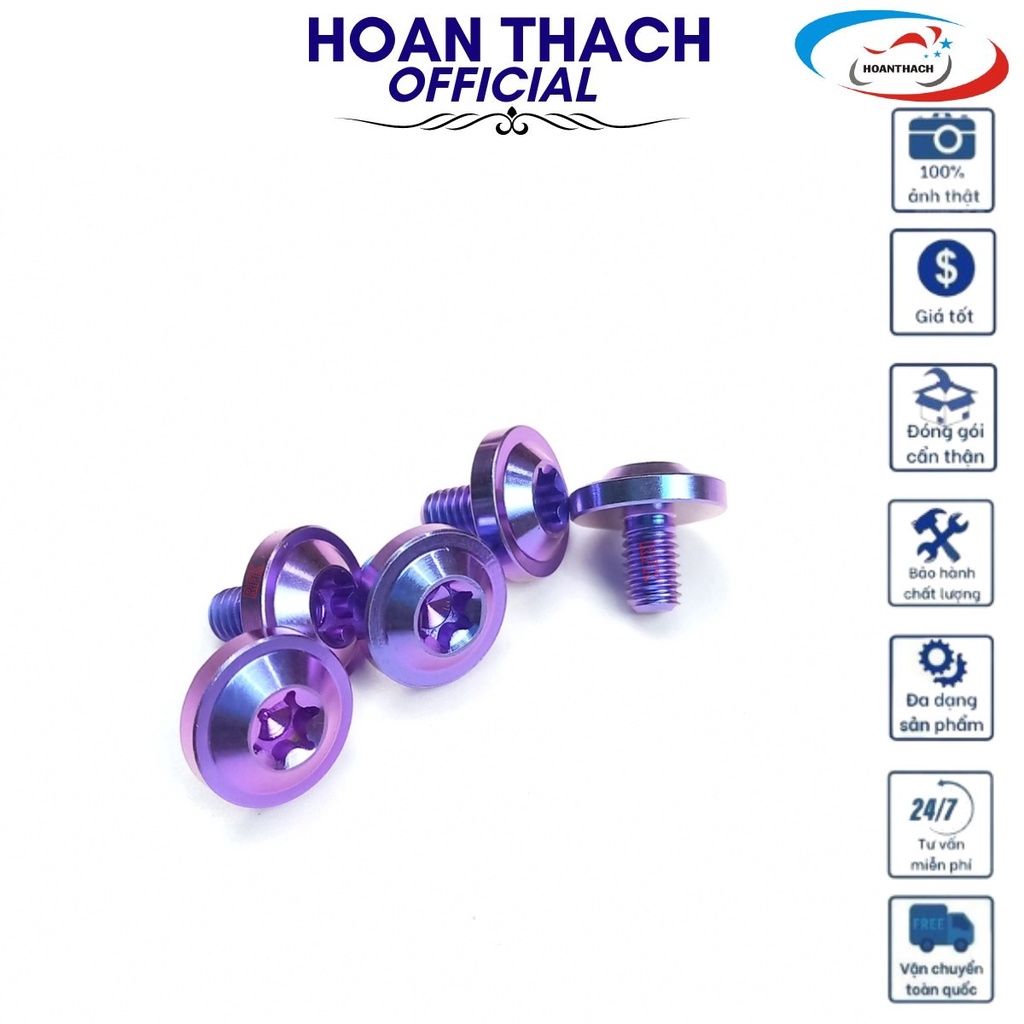 Ốc Gr5 Titan Dù 6L10 Xanh Tím dùng cho nhiều dòng xe  SP010294 (giá 1 con)