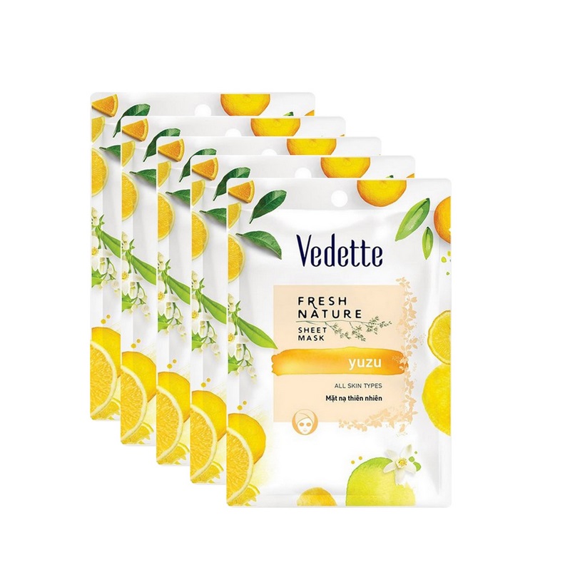 Combo 5 Mặt nạ thiên nhiên Vedette Yuzu 22ml