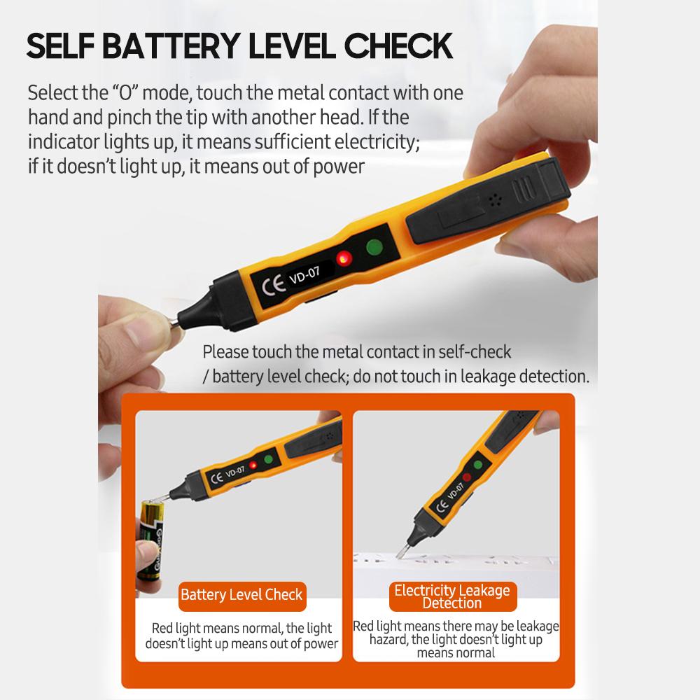 Non-contact AC Voltage Tester Pen AC 70-250V DC 250V Portable NCV Detector with Sound Light Dual Alarm, Zero/ Live Wire Recognition, Break Point Detection, Battery Level Check