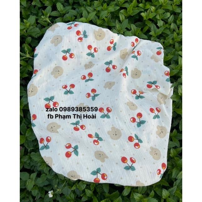 vải xô muslin cao cấp gấu chery đỏ may quần áo và khăn tắm cho bé sơ sinh